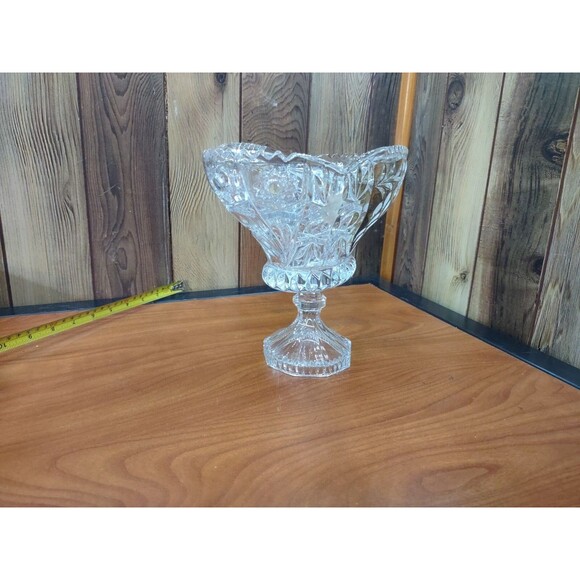 Vintage Anna Hutte Bleikristal Lead Crystal & gold Footed Bowl Leaf - Picture 9 of 9